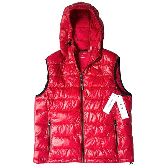 Calvin Klein Red Quilted Puffer Vest Women’s Large Water-Resistant NWT - Picture 1 of 14